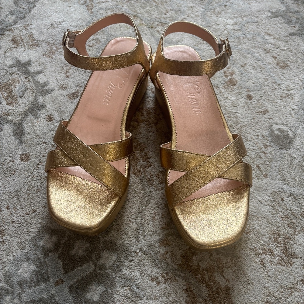 J. Crew Platform Sandals in Metallic Gold Sz 10